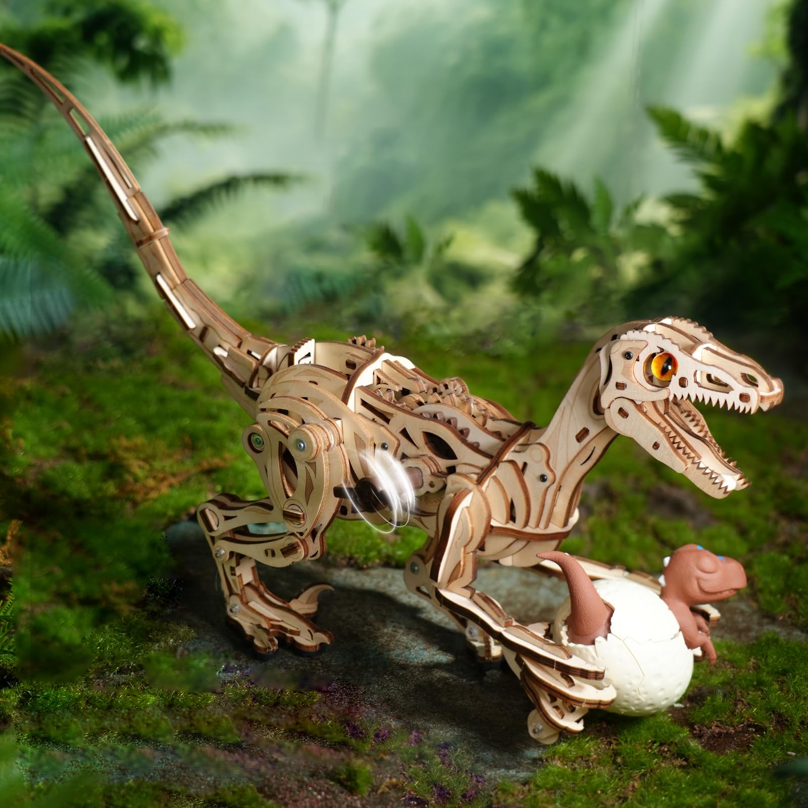 Amazon | ROBOTIME 恐竜 3D木製パズル、ヴェロキラプトルモデルキット